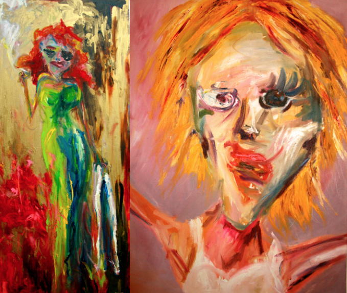 Personaje Núm. 17 y De la serie: Encuentro Fortuito / Óleo y esmalte sobre tela, 2018 y 2007.